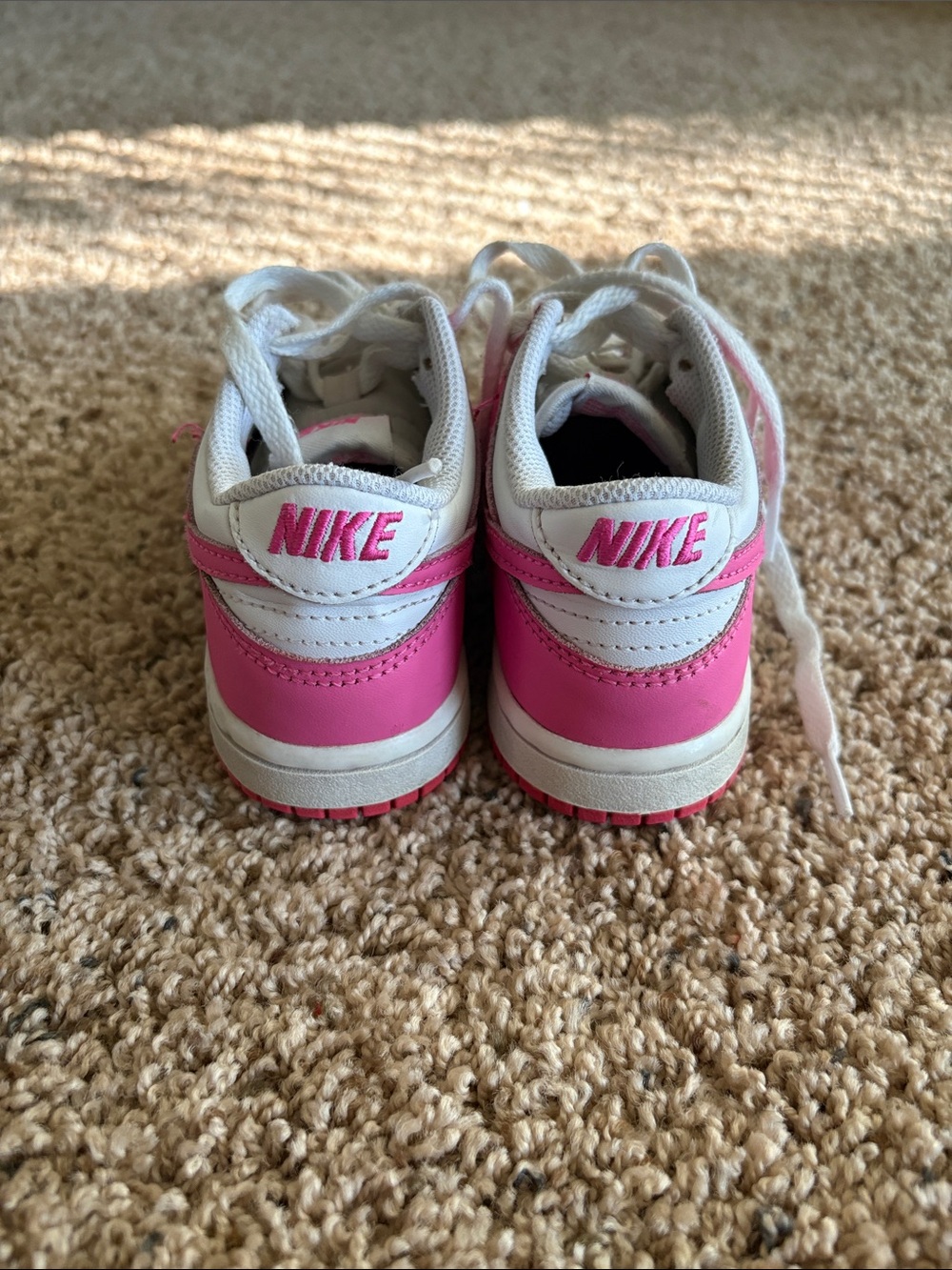 Nike Kids Pink and White Low-Top Sneakers - Picture 3 of 4